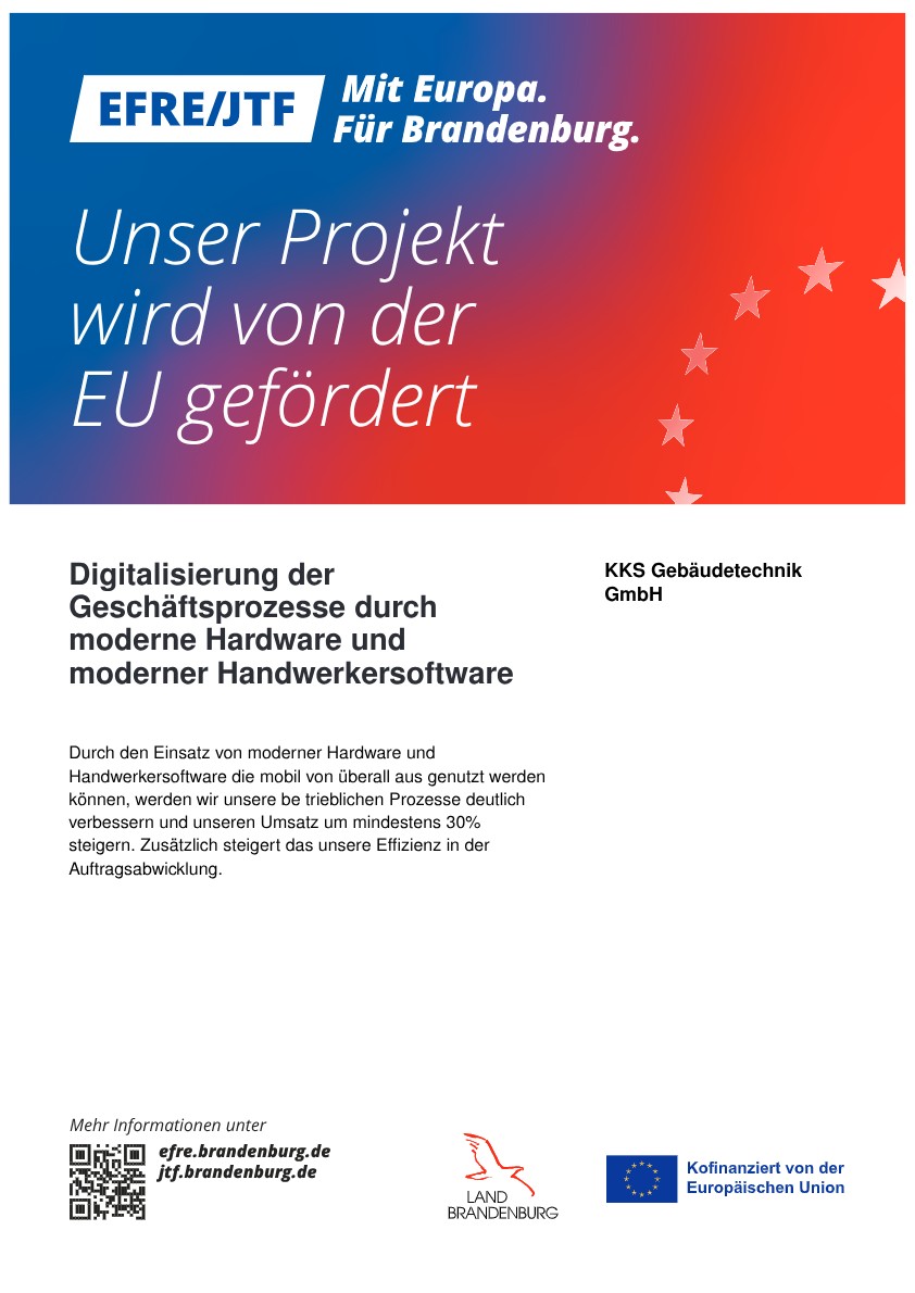 EU-Förderhinweis der KKS Gebäudetechnik GmbH 